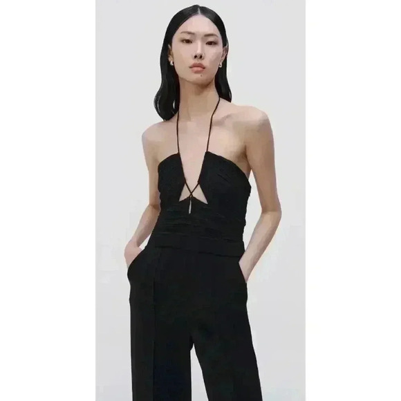 SIMKHAI GALA PLISSE CUT OUT BLACK JUMPSUIT NEW NWT! - Picture 3 of 11